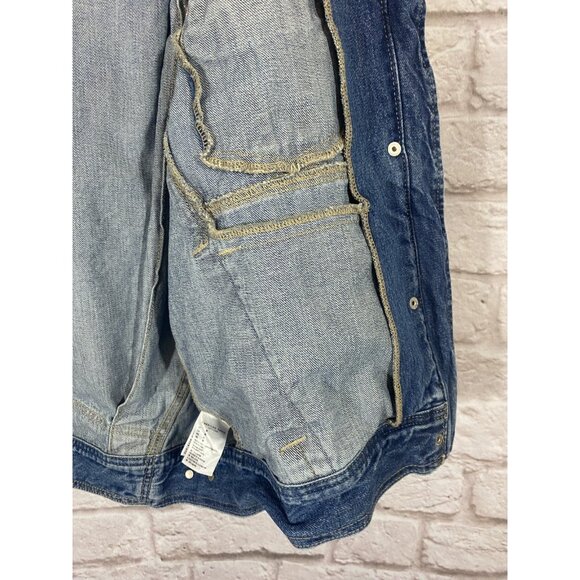 American Eagle Outfitters Denim Bomber Jacket Size Medium Jeans Coat Blue Heavy - Picture 13 of 16